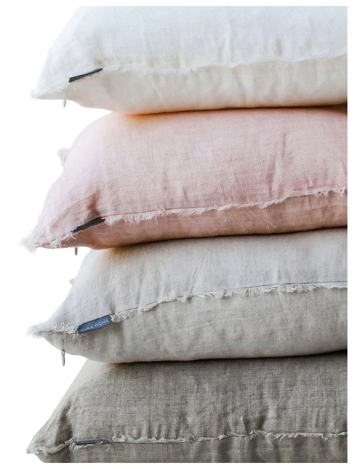 Vintage Linen Fringe Cushion in Fennel