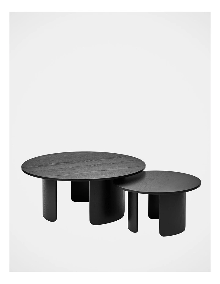Taupo Coffee Tables Curved Legs Set of 2 in Black