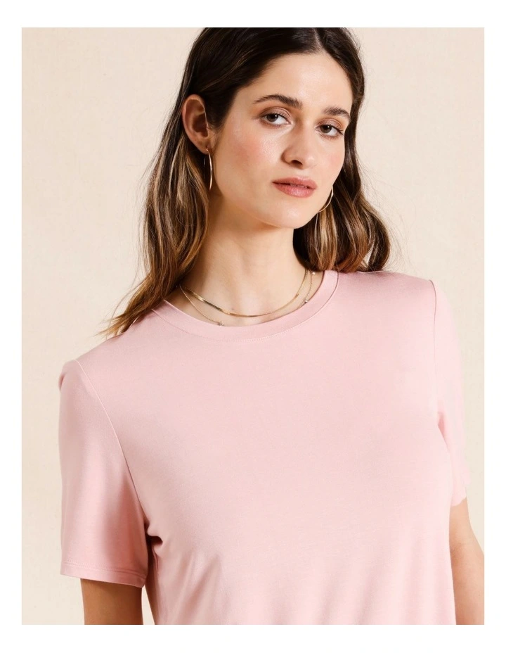 Bamboo Round Neck Tee in Light Pink