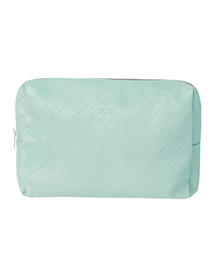 Woven Beauty Bag Large in Teal