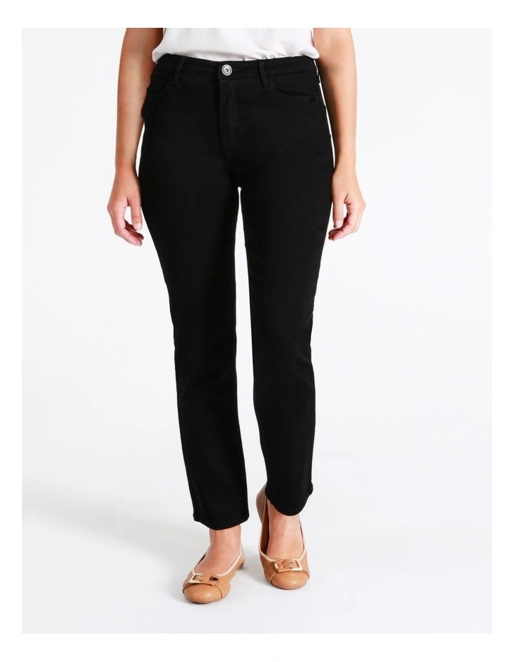 Recycled Cotton Blend Wardrobe Staple Straight Full Leg Jean in Black