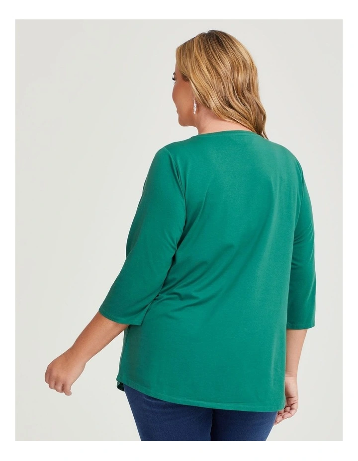 Australian Cotton 3/4 Tee in Lush Meadow