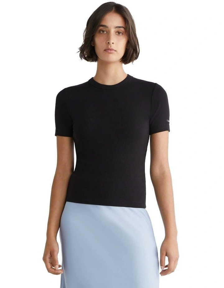 Modal Rib Short Sleeve Tee in Black