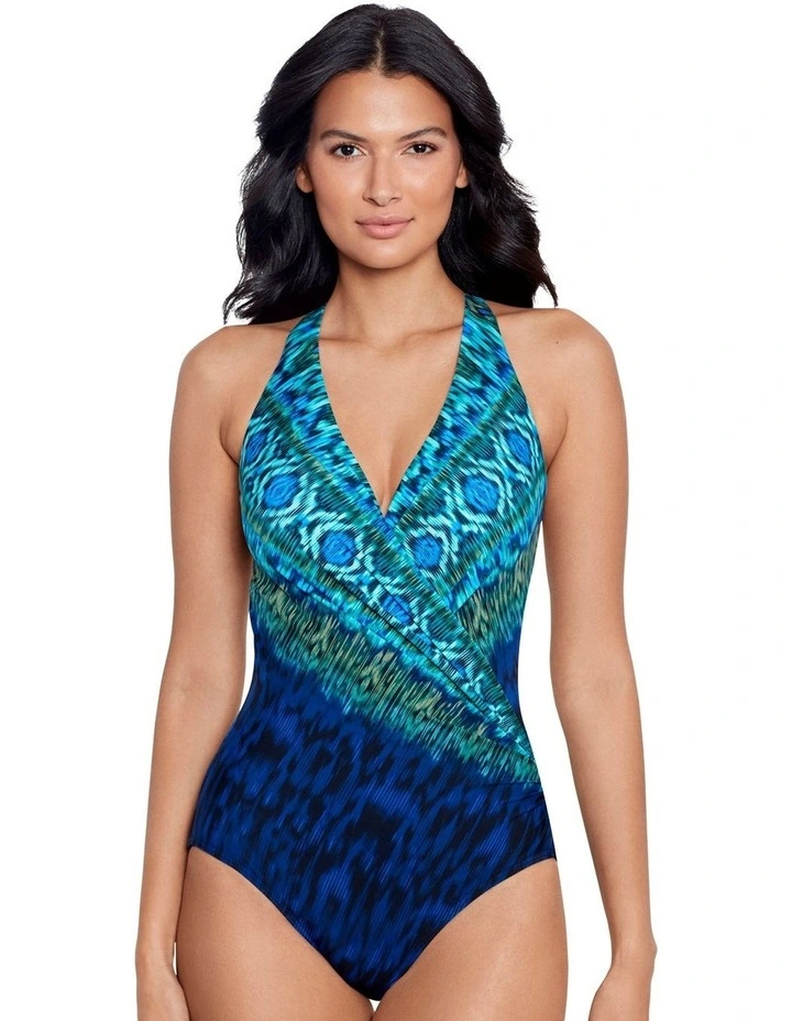 Alhambra Wrapsody Crossover One Piece Shaping Swimsuit in Blue