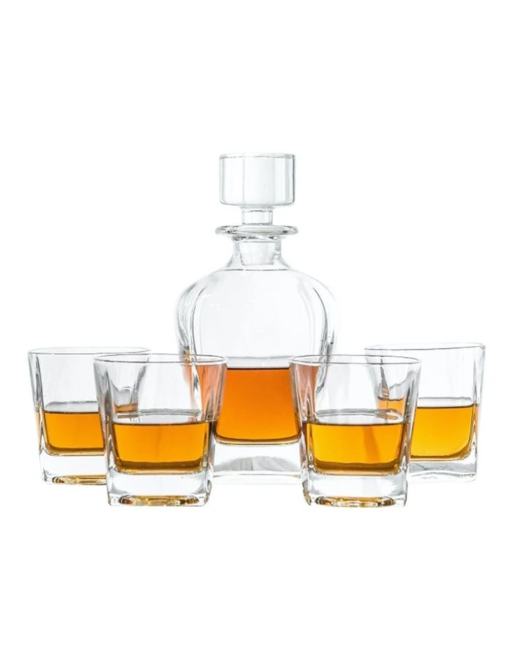 Whiskey Decanter Bottle With 4 Whiskey Glasses Set