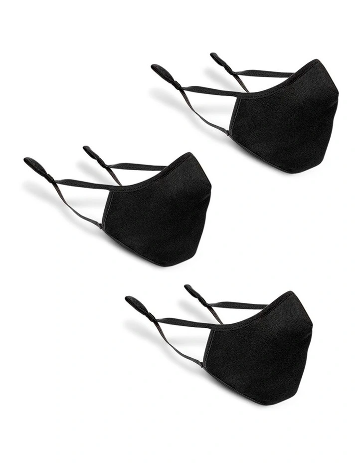 Triple Layered Black Face Mask 3 Pack