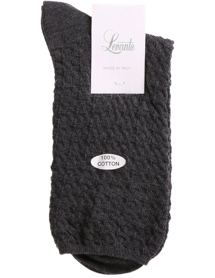 Textured Cotton Midi Length Socks in Gunmetal