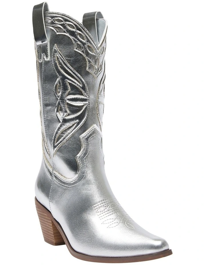 Rodeo Western Boots in Silver Metallic