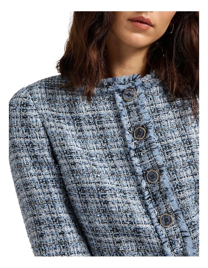 Tweed You Close Jacket in Blue