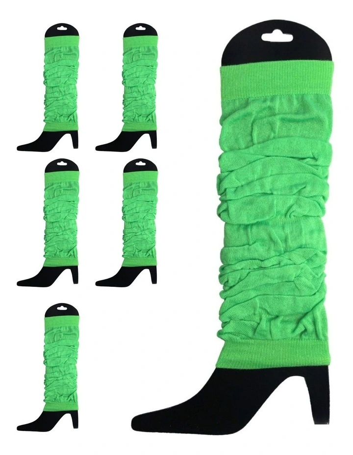 Knitted Leg Warmers 6 Pack in Fluro Green