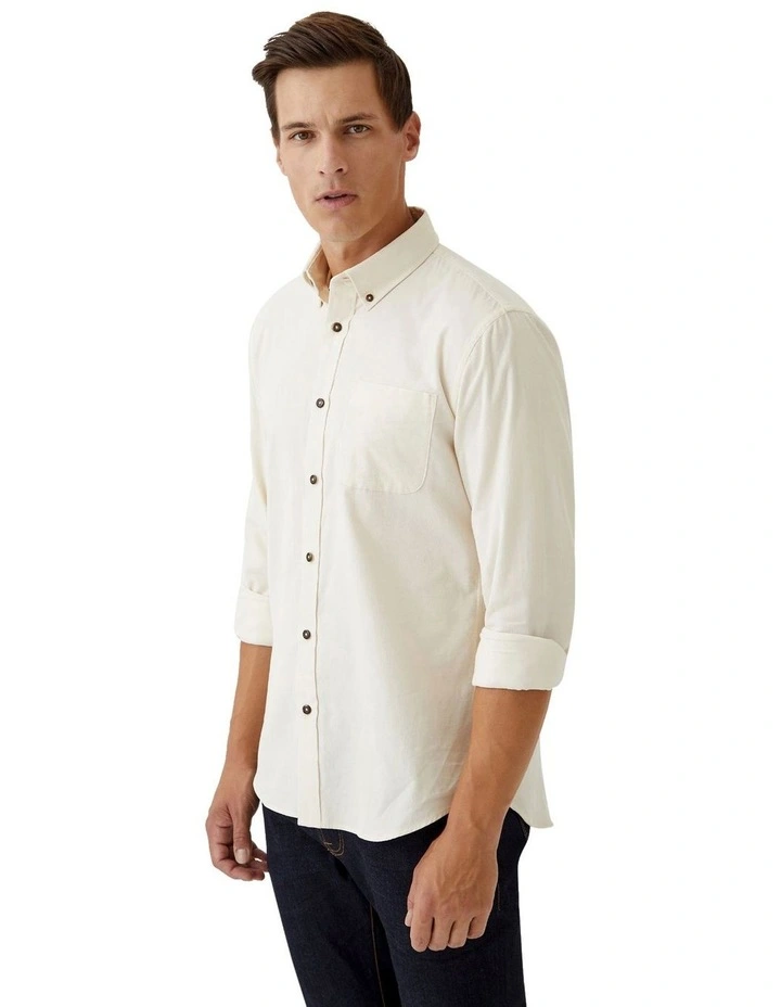 Portland Corduroy Cotton Shirt in Cream