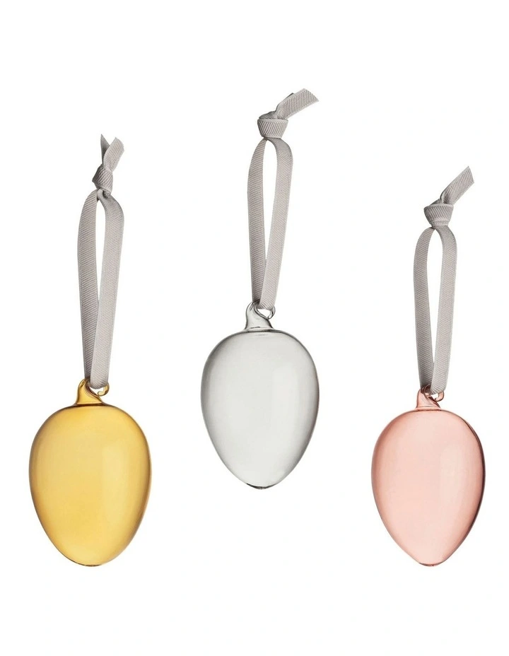 Glass Egg 6cm Set of 3 in Multi