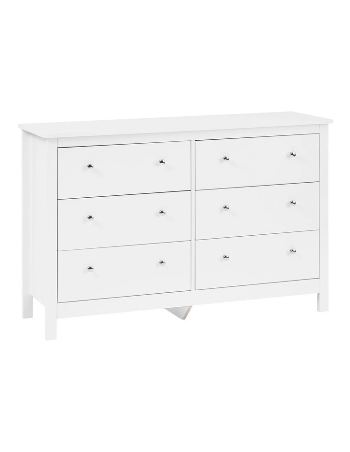 Gemini Chest of 6 Drawers 120cm in White