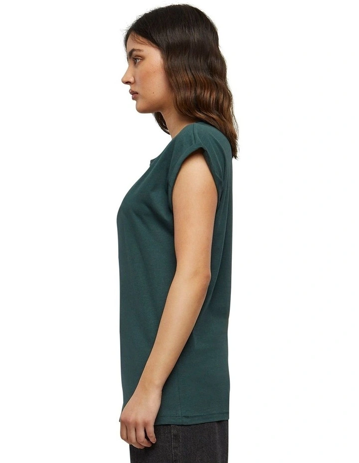 Extended Shoulder Tee in Bottle Green