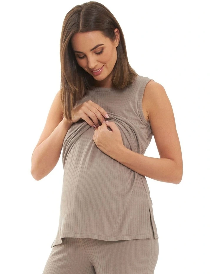Peter Rib Nursing Tank in Taupe