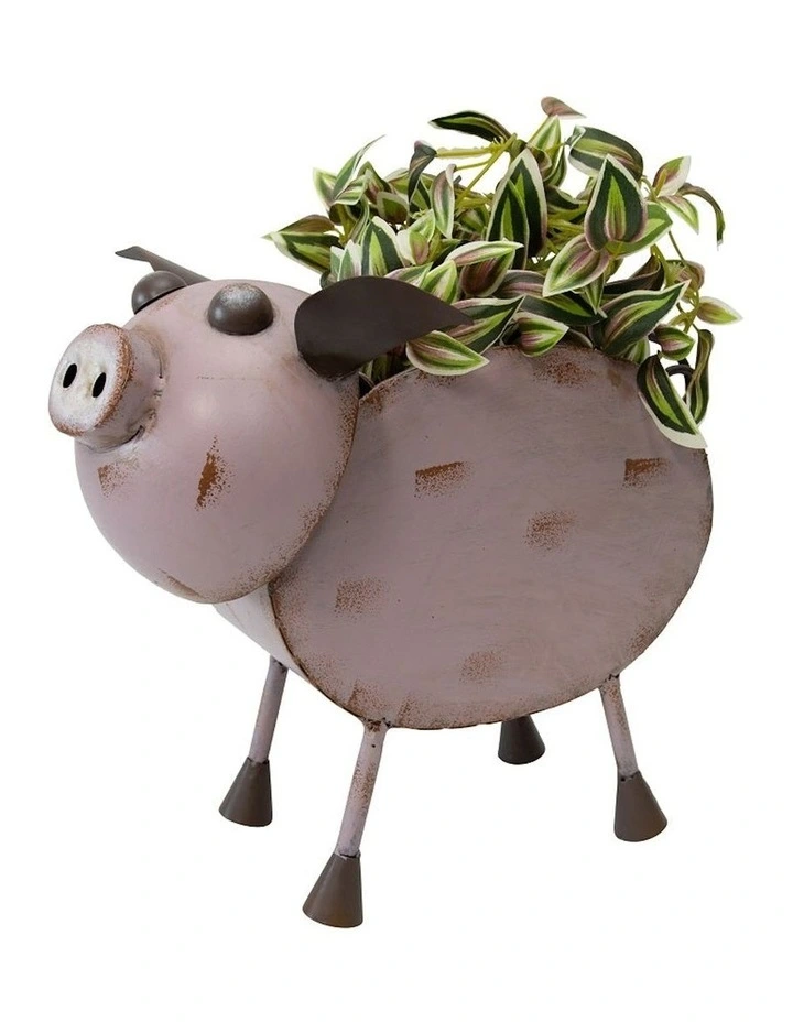 Pig Planter for Garden in Pink