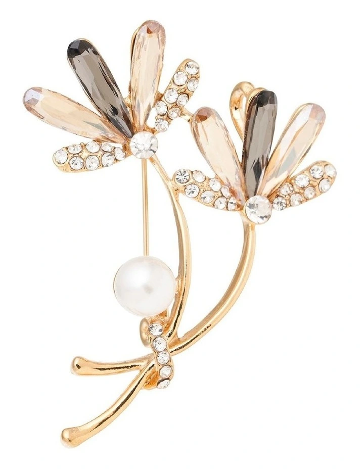 Sundance Floral Brooch in Gold Multi