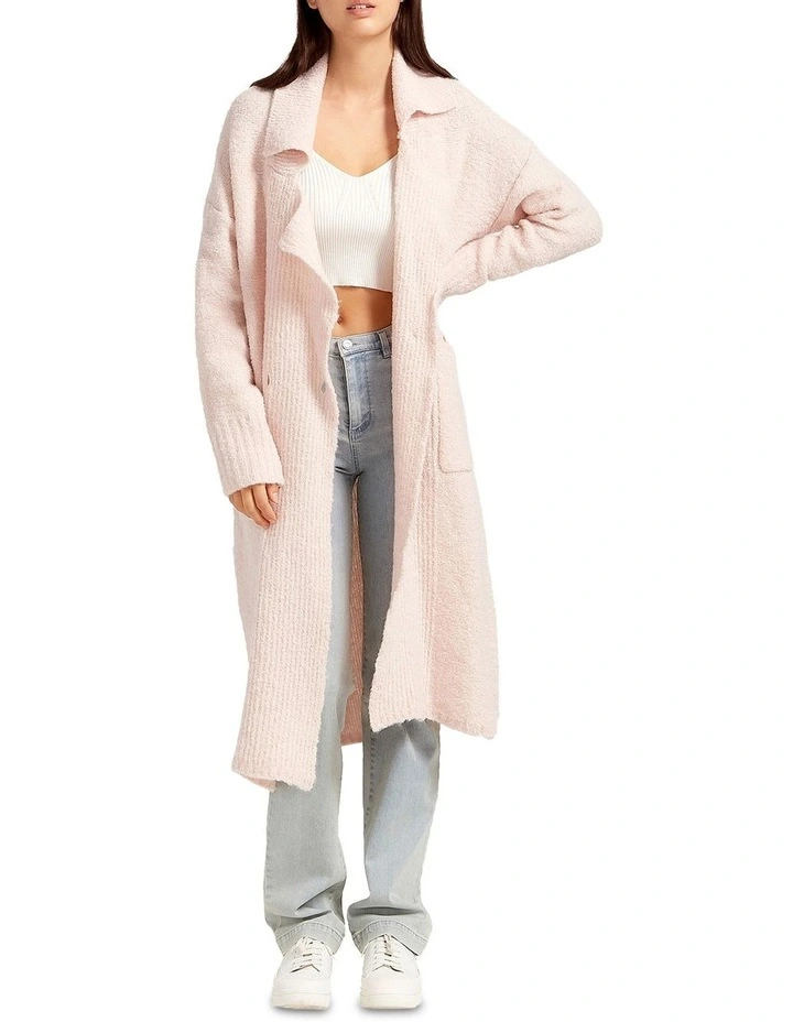 Born To Run Sustainable Sweater Coat in Pale Pink