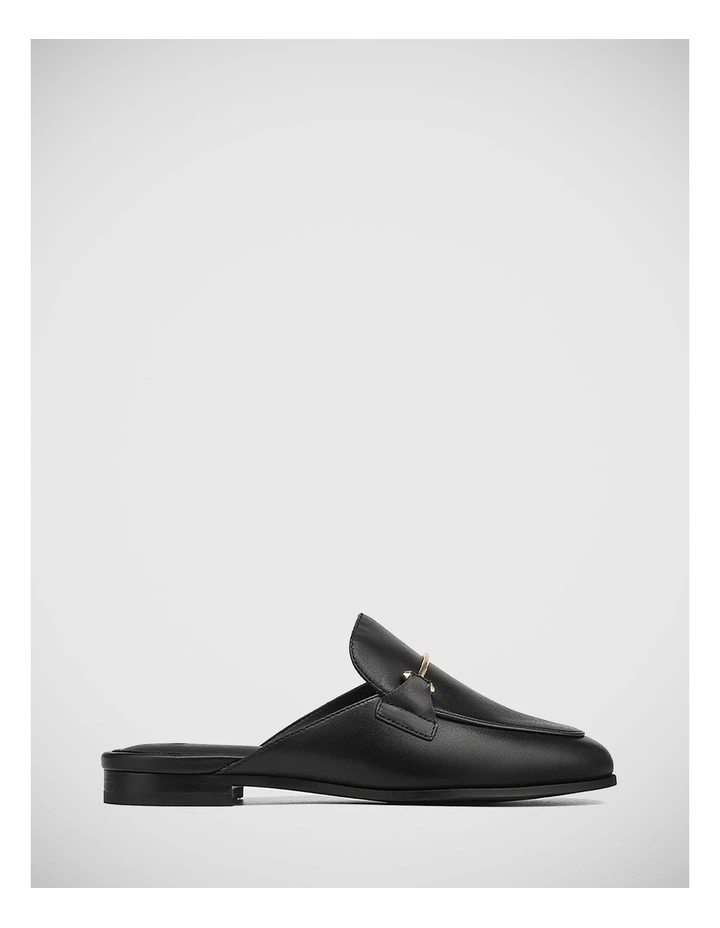 Adelaide Leather Flat Mule in Black