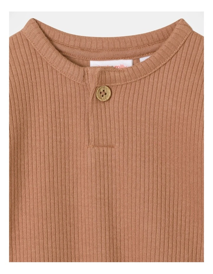 Newborn Brushed Rib Bodysuit in Brown