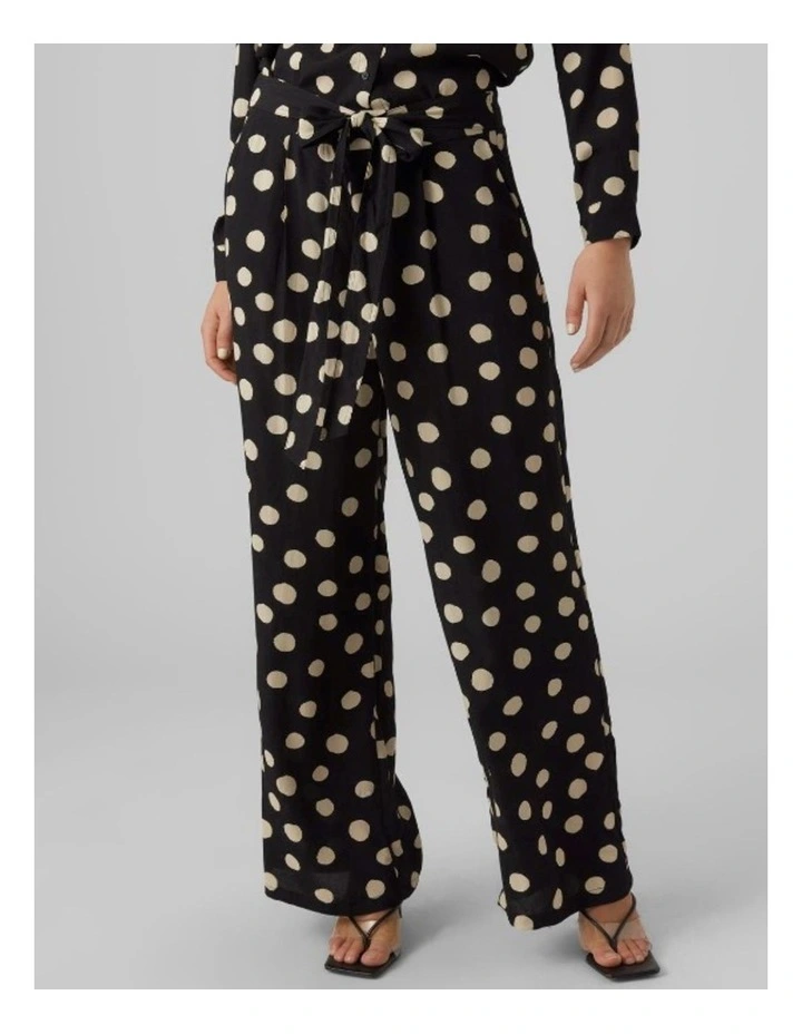 Gunver High Waisted Tie Pants in Black