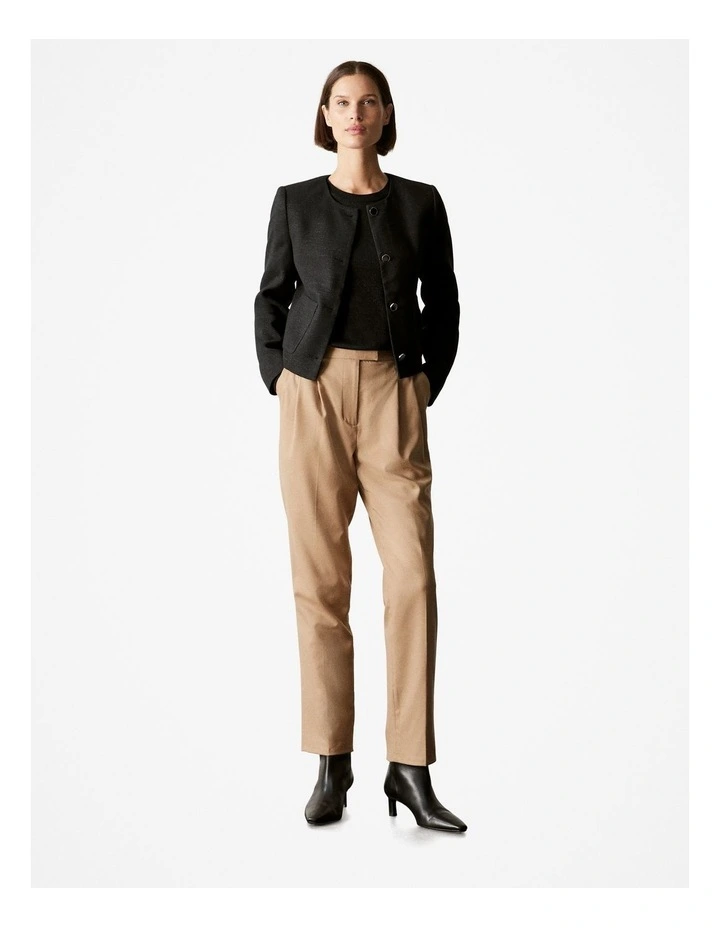 Linen Blend Metallic Cropped Jacket in Black