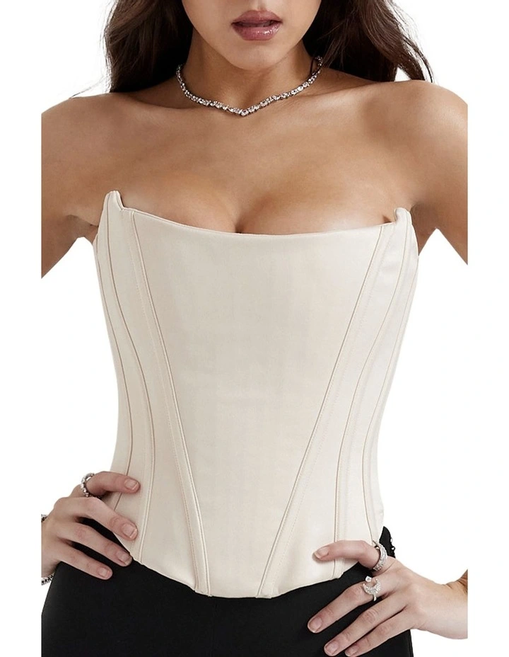 Genevieve Lace Back Corset in Vintage Cream