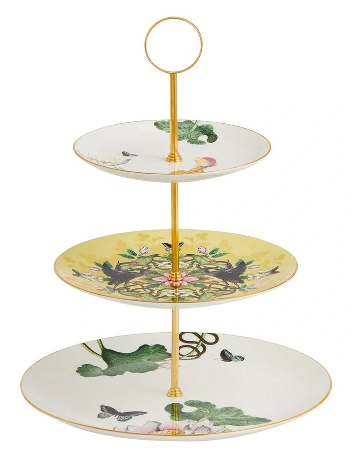 Wonderlust Waterlily 3 Tier Cake Stand in White/Yellow