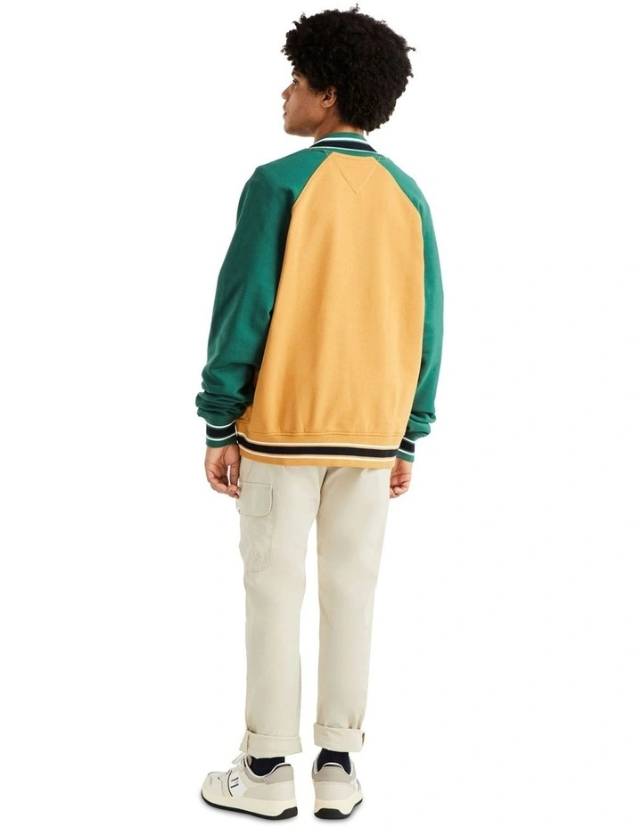Oversize Varsity Bomber Jacket in Brown