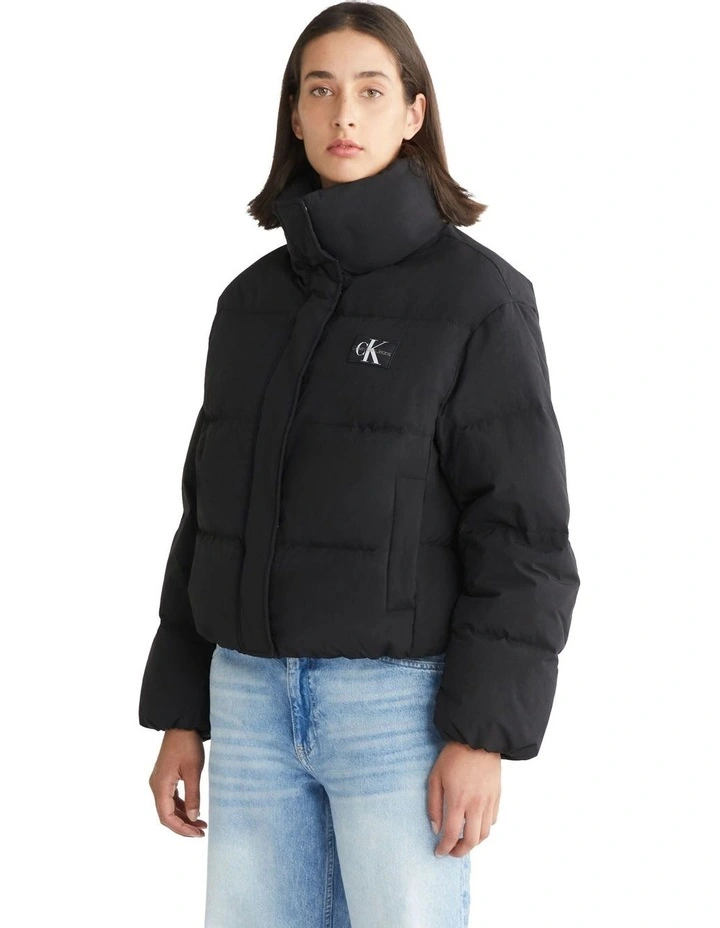 Down Soft Touch Label Puffer Jacket in Black