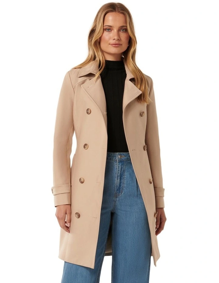 Alicia Short Trench Coat in Beige