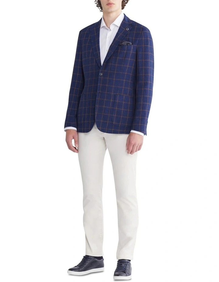 Slim Windowpane Check Blazer in Blue