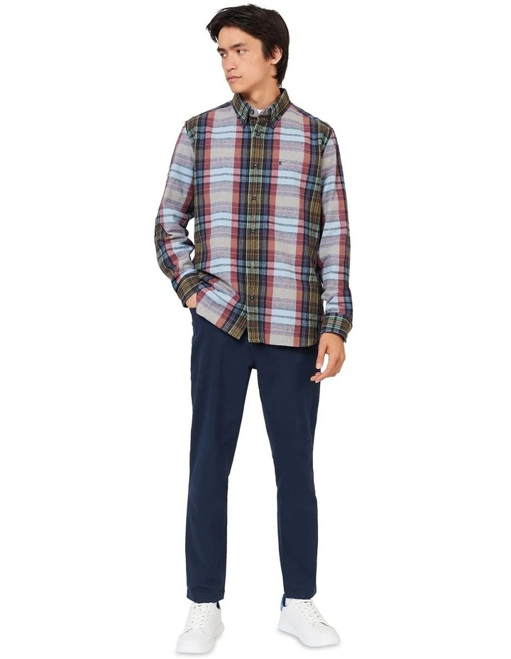 Brushed Oxford Tartan Long Sleeve Shirt in Blue