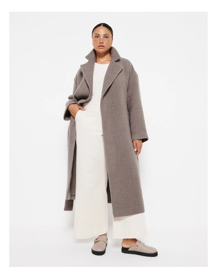 Textured Wrap Coat in Mouse