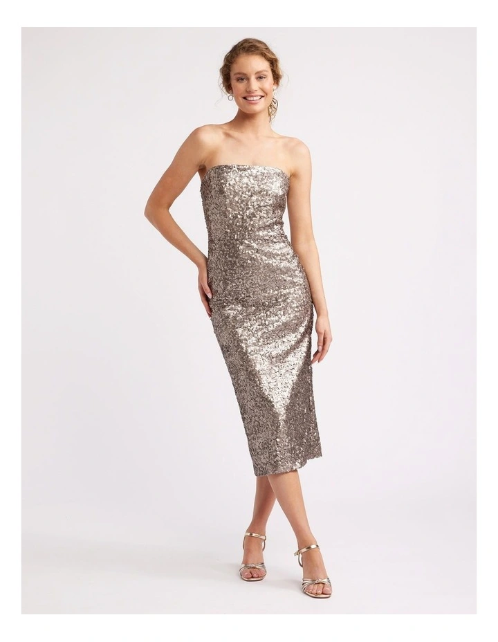 Marrakesh Strapless Dress in Silver
