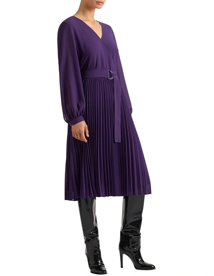 Eros Pleat Dress in Aubergine
