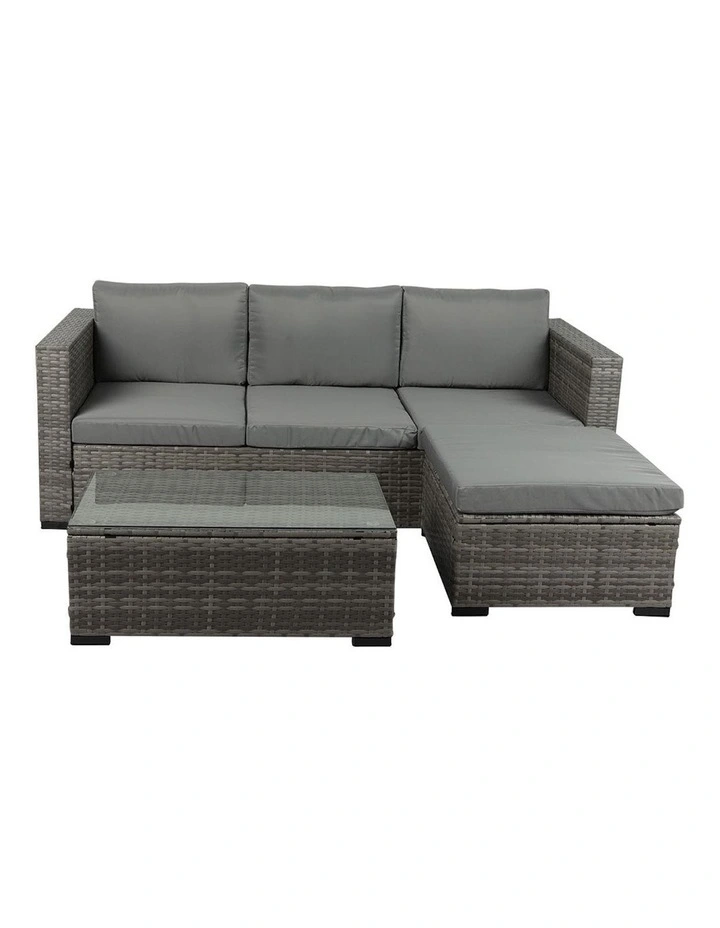 Outdoor Sofa Chair & Table Set 5 Piece in Grey