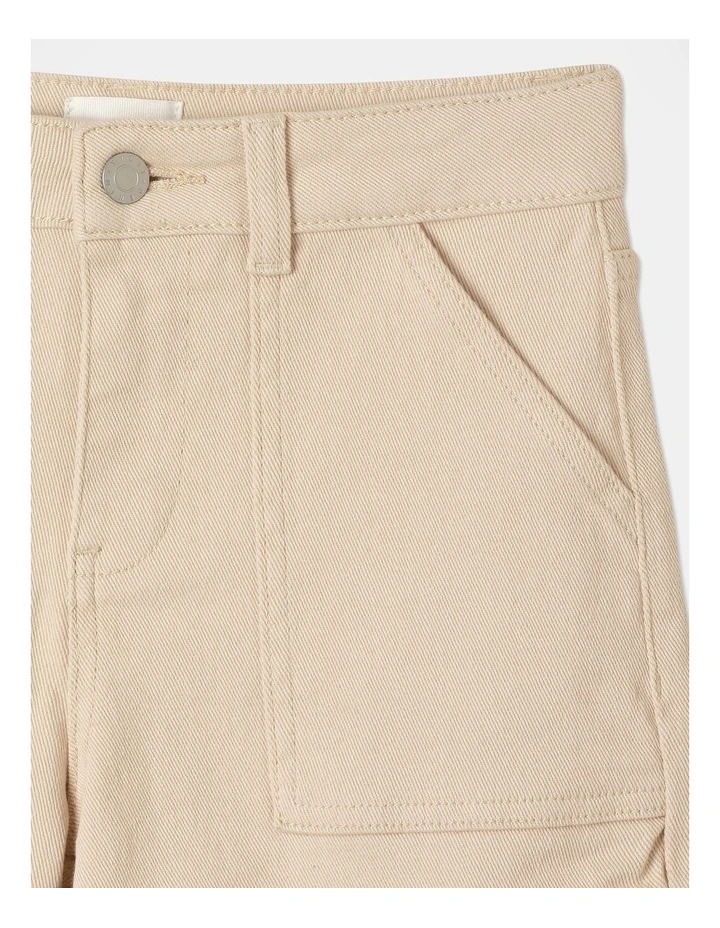 Mid Rise Cargo Jean in Beige