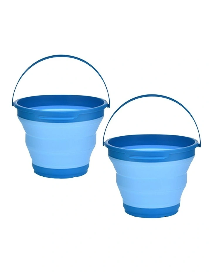 Foldable Collapsible Silicone Bucket 7L 2 Pack in Blue