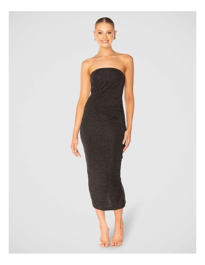 Emely Metallic Knit Dress in Black
