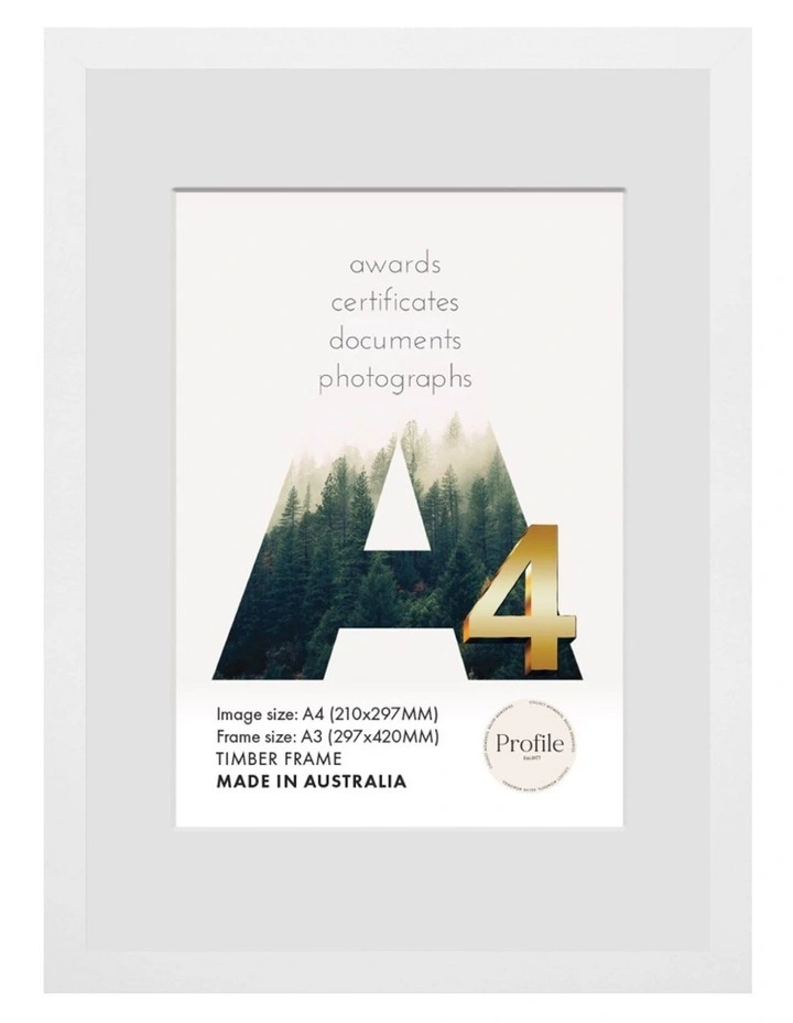Australia Made Certificate Photo Frame A3/A4 (3 Pack) in White