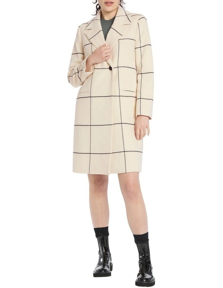 Paris Check Coat in Ivory Multi