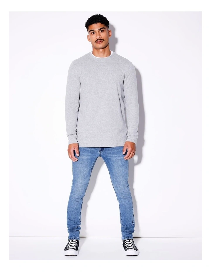Logan Ls Rib Tee in Grey