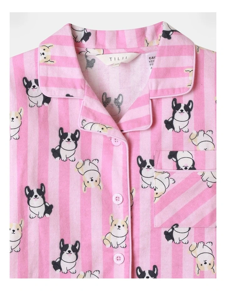 Woven Corgi Pyjama Set in Light Pink