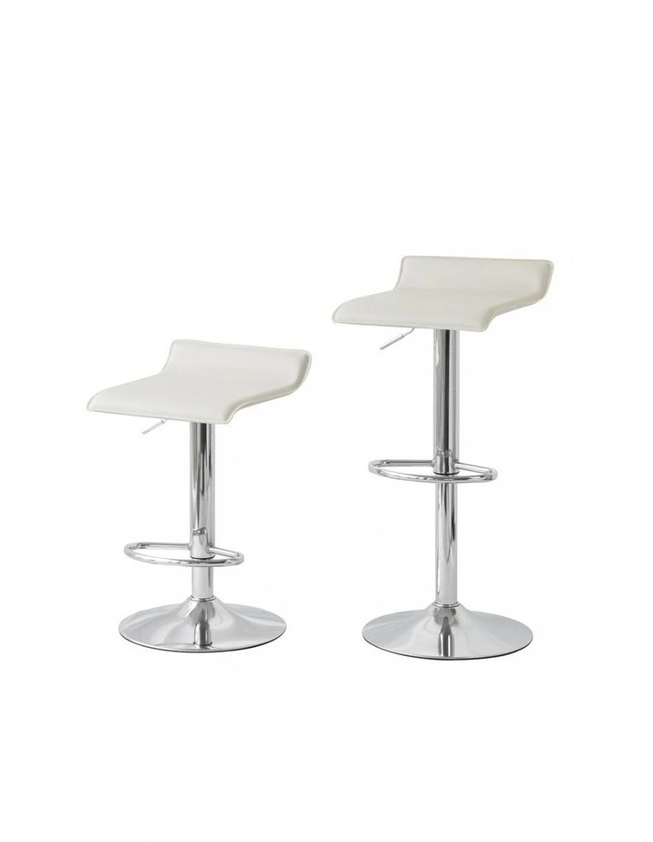Set of 2 Leather Barstools in White