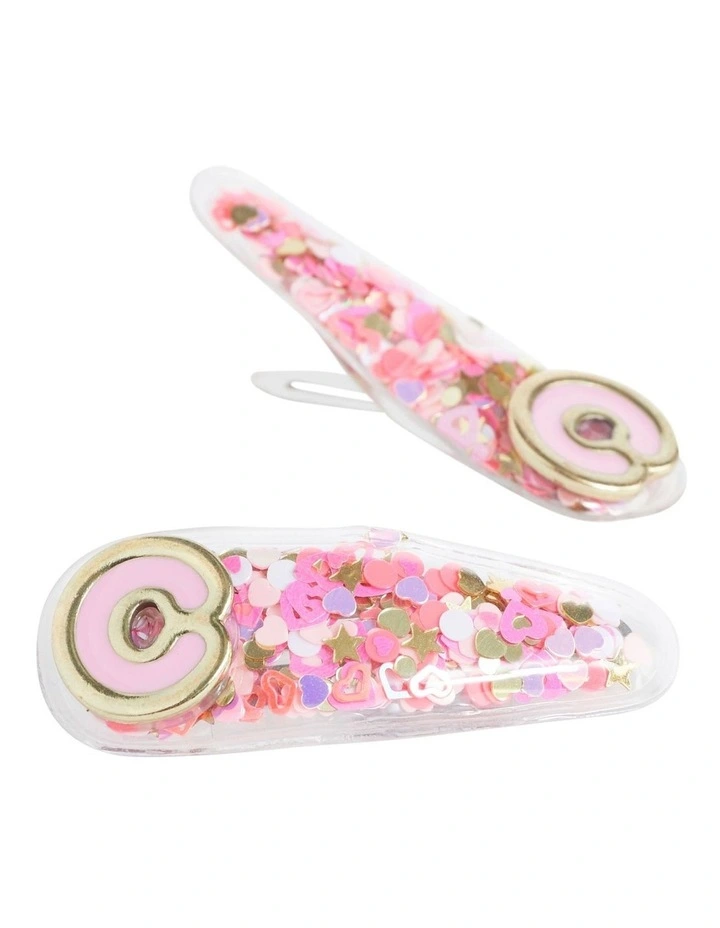 Initial "C" Confetti Snap Clips in Multi