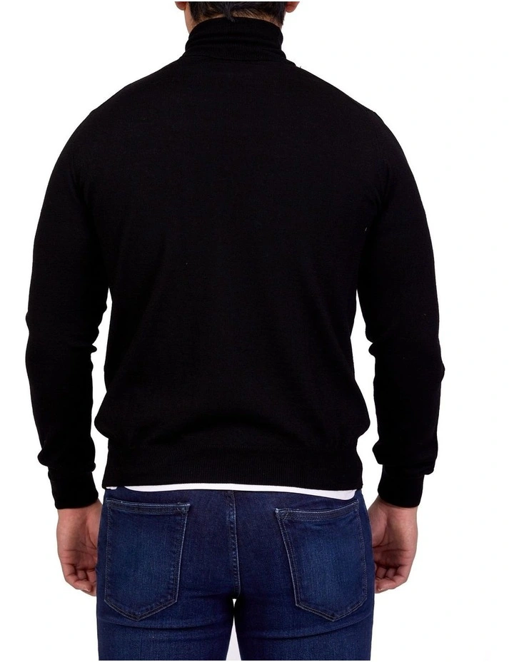 Cashmere Roll Neck Knit In Black
