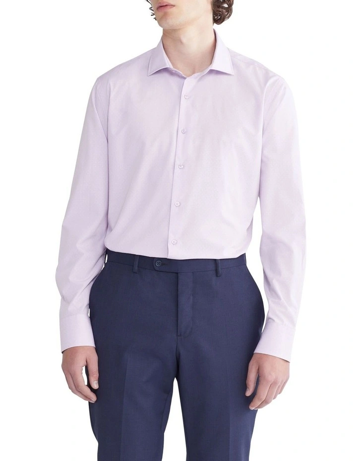 Mini Check Dobby Slim Long Sleeves Shirt in Lilac