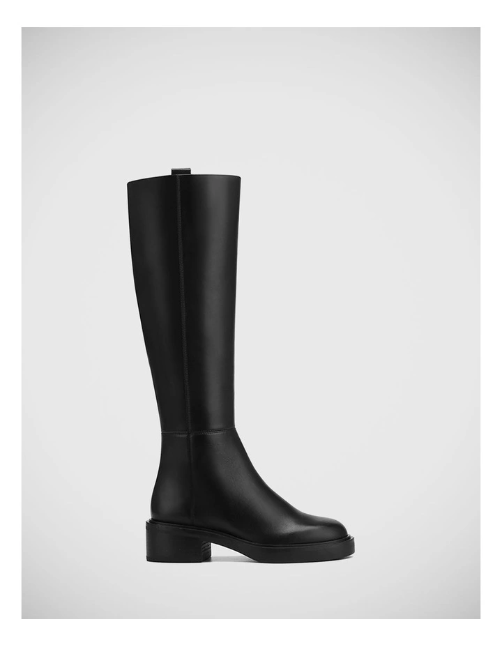 Gretta Leather Long Boot in Black