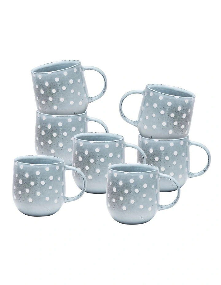 NAOKO Mug 380ml Polka Grey Set of 6